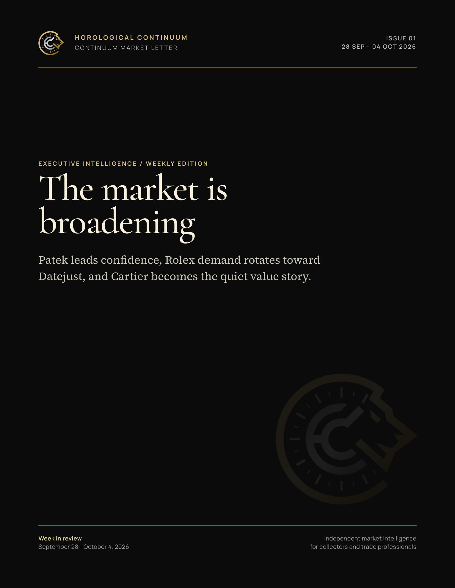 Cover of Continuum Market Letter Issue 01